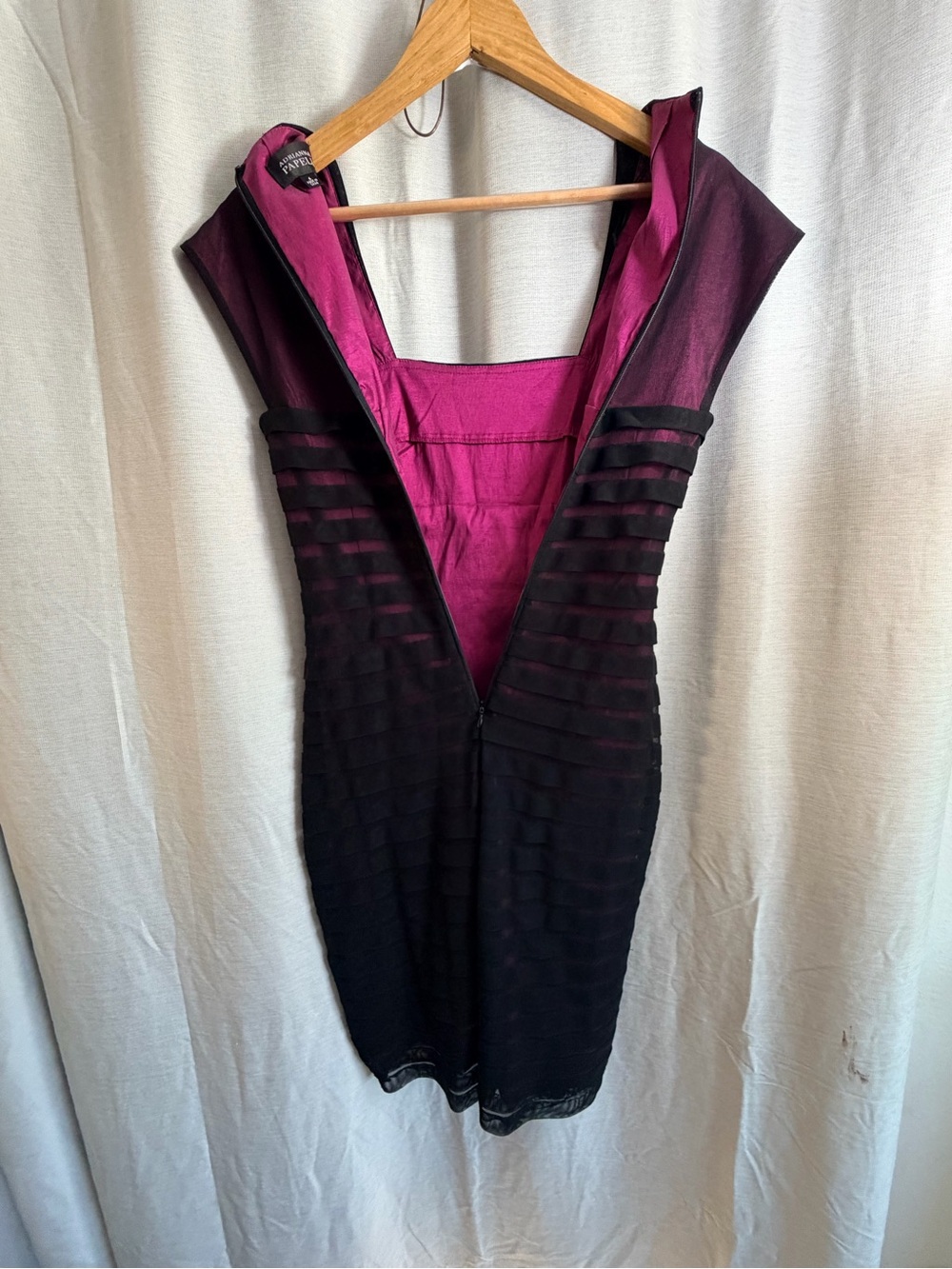 Adrianna Papell Black & Fuchsia Striped Sheath Midi Dress - Picture 6 of 11